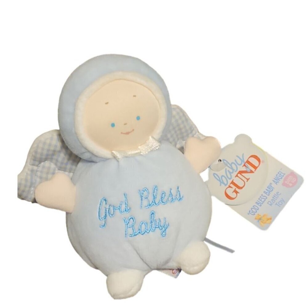 Gund rattle toy God Bless Baby  5716 Blue Angel doll small